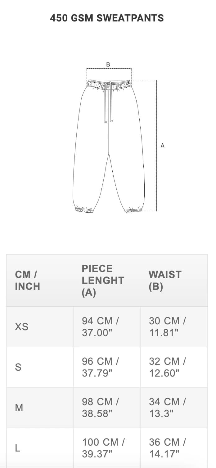 Sweatpants sizing guide 1