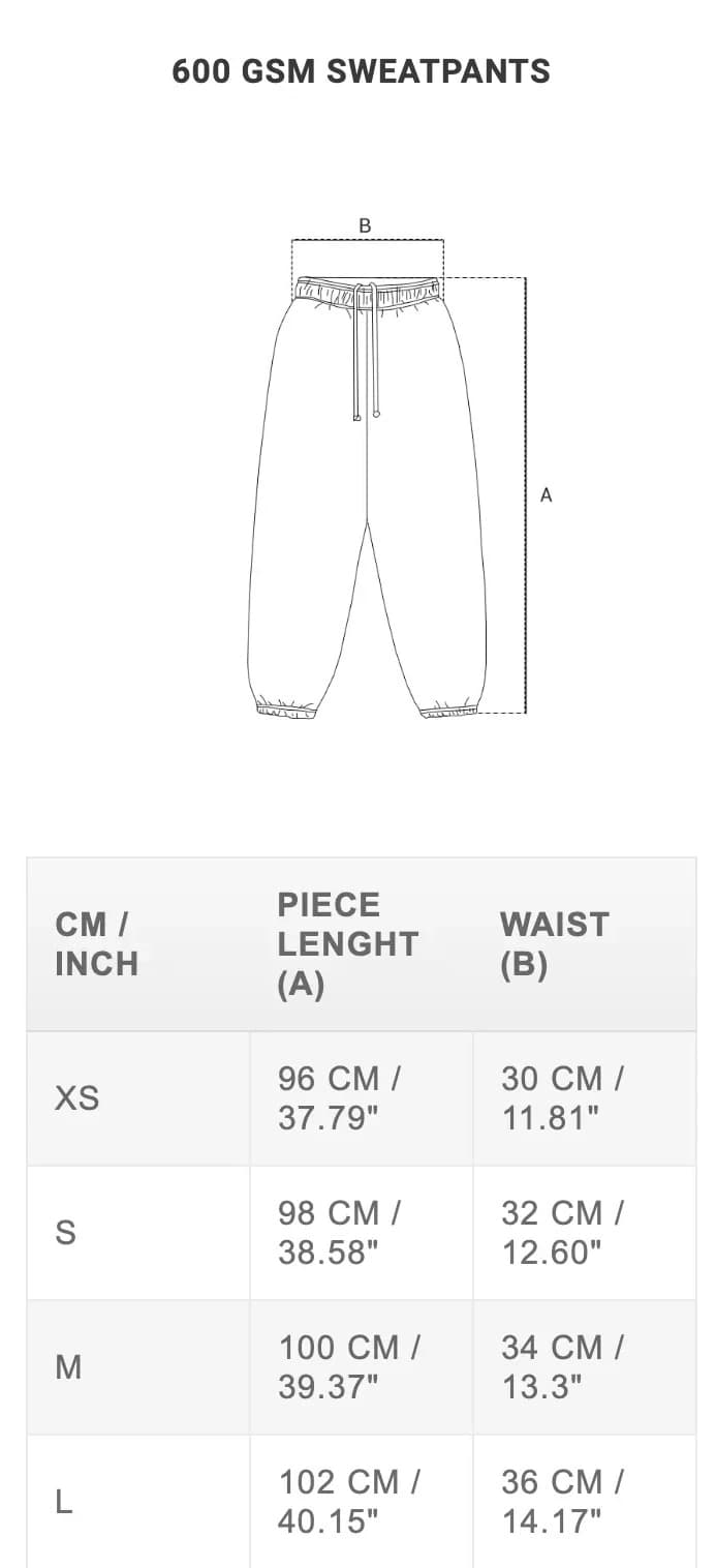Sweatpants sizing guide 2